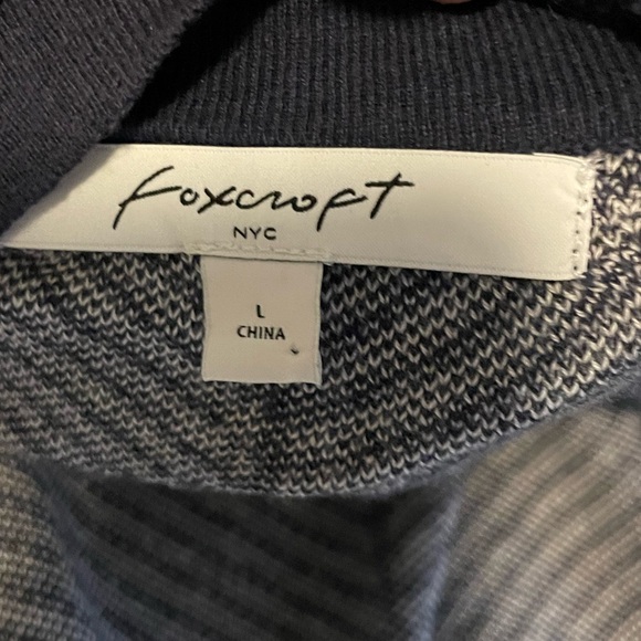 Foxcroft Open Knit Cardigan Stripe Women’s Sweater Large Gray Black Lightweight - Picture 2 of 5